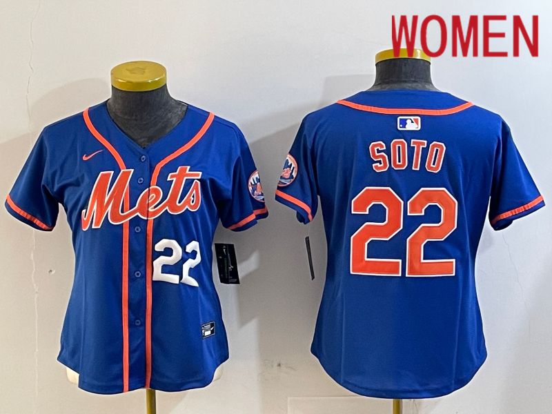 Women New York Mets #22 Soto Blue Game 2024 Nike MLB Jersey style 3